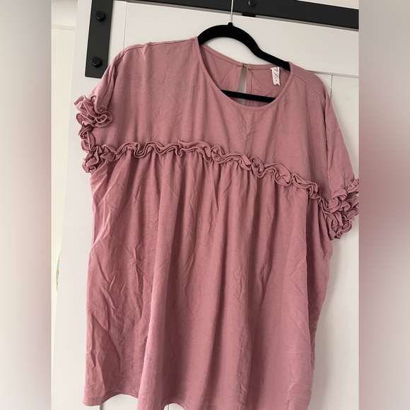 Ruffled Pink Women's Top - Picture 1 of 2